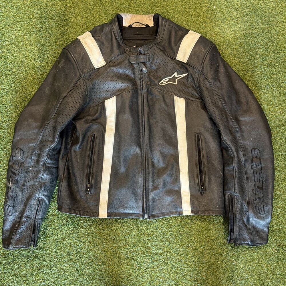 Alpinestars Cowhide Leather Jacket, Biker's Racing Motorbike Size Large  Padded